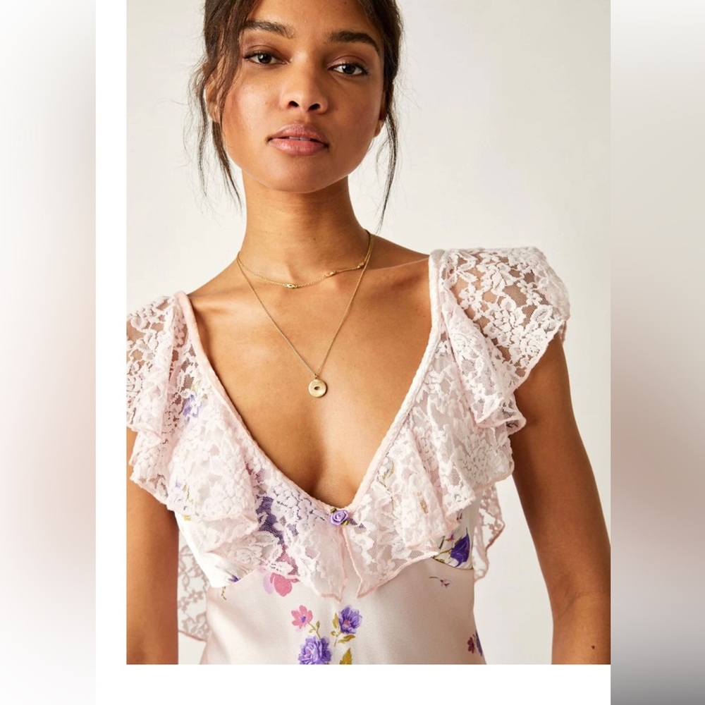 SOLD NWT. Free People - Warm Hearts Midi Dress in Ivory - Picture 5 of 6